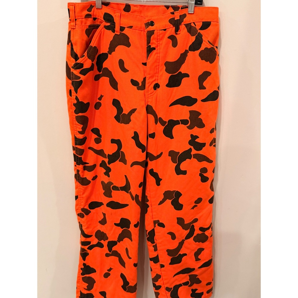 Duxbak Mens 34 Blaze Orange Camo Thinsulate Insulated Hunting Pants Made in USA